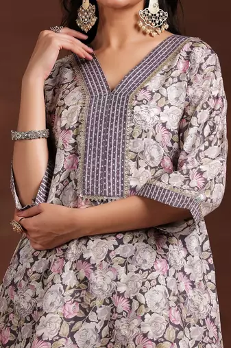 women floral printed regular kurti with dhoti pants