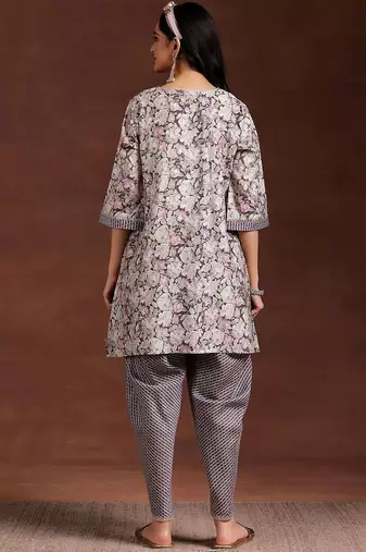 women floral printed regular kurti with dhoti pants