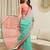 Turquoise  cotton leheriya ready to wear saree