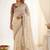 Cream embroidered silk blend designer saree