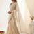 Cream embroidered silk blend designer saree