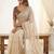 Cream embroidered silk blend designer saree