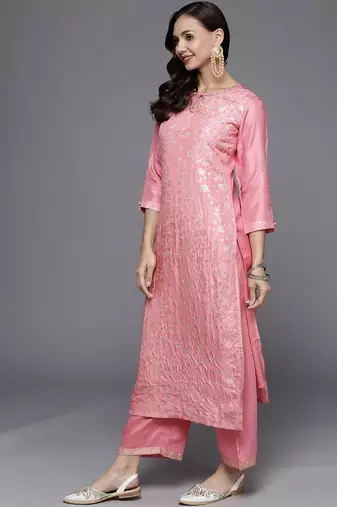 women ethnic motifs embroidered regular thread work kurta with trousers & with dupatta