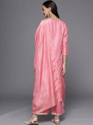 women ethnic motifs embroidered regular thread work kurta with trousers & with dupatta 6