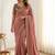 Rose embroidered silk blend designer saree