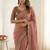 Rose embroidered silk blend designer saree