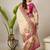 Cream ethnic motifs printed designer banarasi saree with blouse