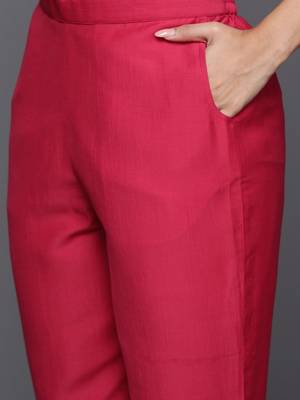women ethnic motifs embroidered regular thread work kurta with trousers & with dupatta 4