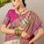 Cream ethnic motifs printed designer banarasi saree with blouse