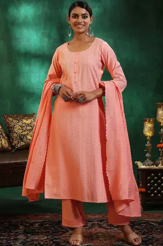 women ethnic motifs embroidered regular thread work kurta with trousers & with dupatta