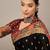 Black ethnic motifs printed banarasi saree with blouse piece