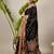 Black ethnic motifs printed banarasi saree with blouse piece