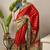 Red ethnic motifs printed embroidered banarasi saree