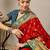 Red ethnic motifs printed embroidered banarasi saree
