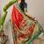 Red ethnic motifs printed embroidered banarasi saree