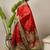 Red ethnic motifs printed embroidered banarasi saree