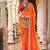 Orange orange & red bandhani beads and stones  georgette saree