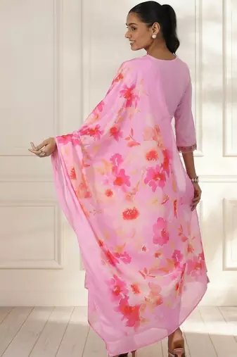 women ethnic motifs regular thread work kurta with trousers & with dupatta