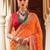 Orange orange & red bandhani beads and stones  georgette saree