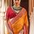Yellow yellow & maroon bandhani  georgette saree