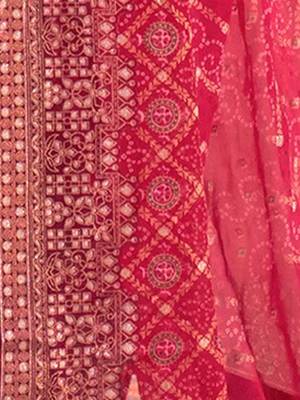 Pink pink & maroon bandhani beads and stones  georgette saree 4