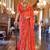Red floral  georgette leheriya saree