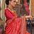 Red floral  georgette leheriya saree