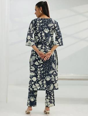 women floral printed kurta with trousers 4