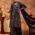 women floral printed regular thread work kurta with harem pants & with dupatta