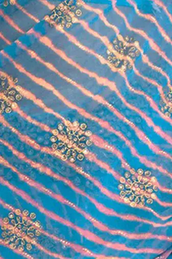 Blue blue & pink leheriya embroidered  georgette leheriya saree