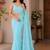 Turquoise embellished embroidered poly georgette designer saree
