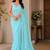 Turquoise embellished embroidered poly georgette designer saree