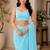 Turquoise embellished embroidered poly georgette designer saree