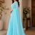 Turquoise embellished embroidered poly georgette designer saree