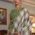 Green checked block print saree