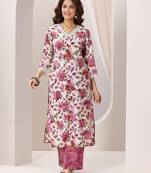 women floral printed regular kurta with trousers