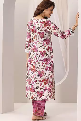 women floral printed regular kurta with trousers