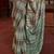 Green checked block print saree