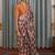 Peach checked block print saree