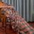 Peach checked block print saree