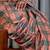 Peach checked block print saree