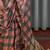 Peach checked block print saree