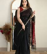 Black black ethnic motifs zari banarasi saree