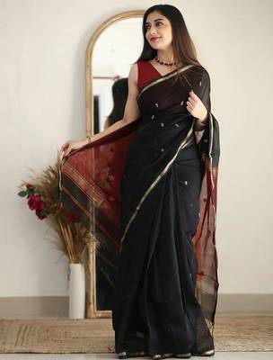 Black black ethnic motifs zari banarasi saree 2