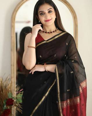 Black black ethnic motifs zari banarasi saree 3
