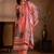 women ethnic motifs printed regular linen kurta with trousers & with dupatta
