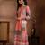 women ethnic motifs printed regular linen kurta with trousers & with dupatta