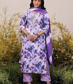 women floral printed regular thread work kurta with trousers & with dupatta