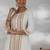 women striped regular thread work kurta with trousers & with dupatta