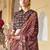 Brown ajrak printed block dabu saree